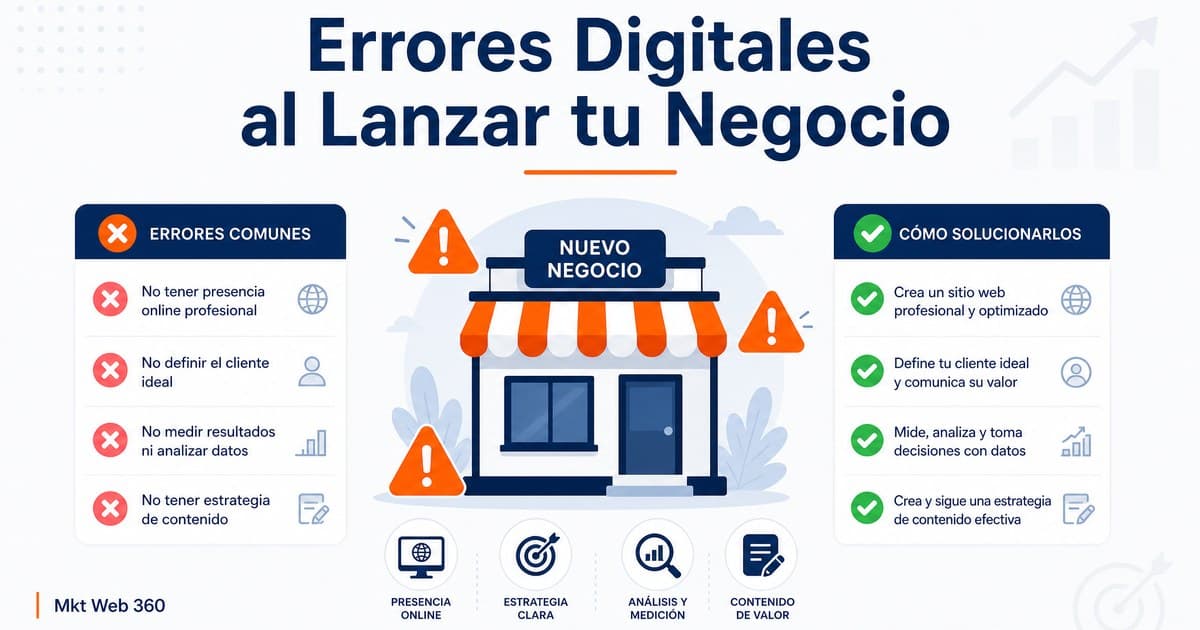 10 errores digitales al montar un negocio desde cero (y cómo evitarlos)